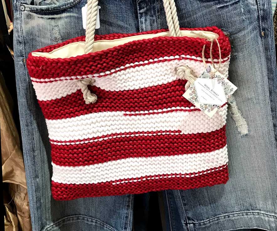 Red and White Beach Bag